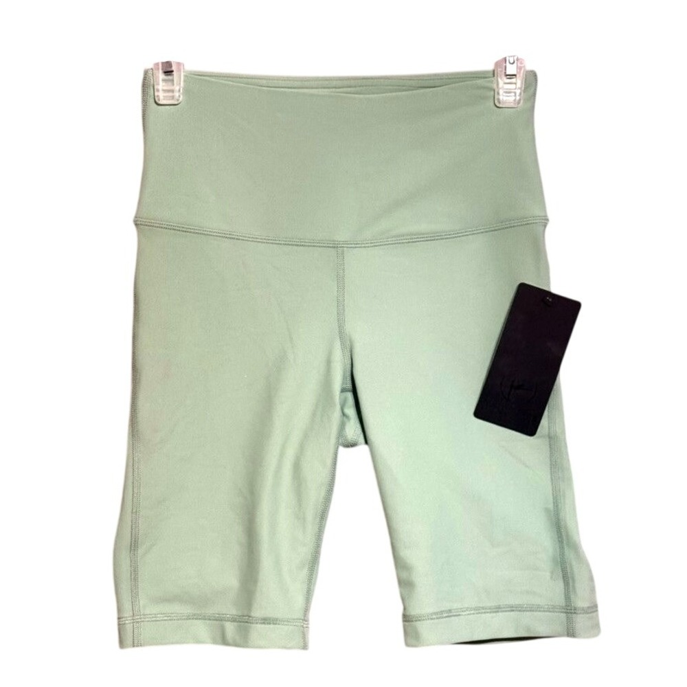 90 Degree By Reflex Lux Rib Everyday Biker Shorts Women S Green Ribbed Yoga 9"